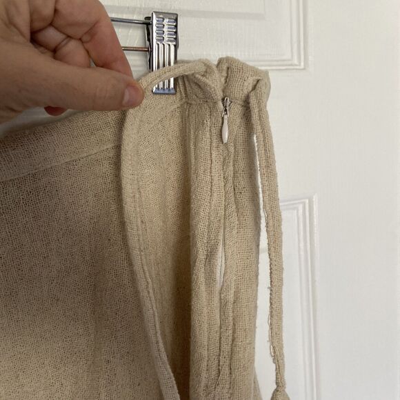 sacred threads XL 16 elastic drawstring waist cotton cream floral aplique skirt - Picture 4 of 8